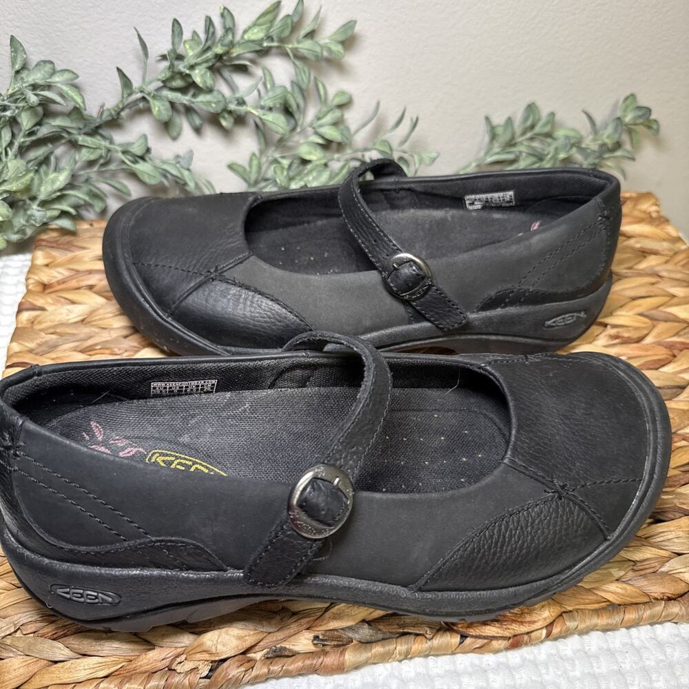 Keen Womens Black Leather Strap Clog Mary Jane Shoes Sz US 9 EU 39.5 Comfort - Picture 13 of 13